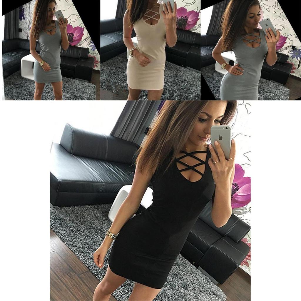 Elegante Vestido Feminino Sexy Cor Sólida Bandagem Peito Decote U Slim Sem Alças Design