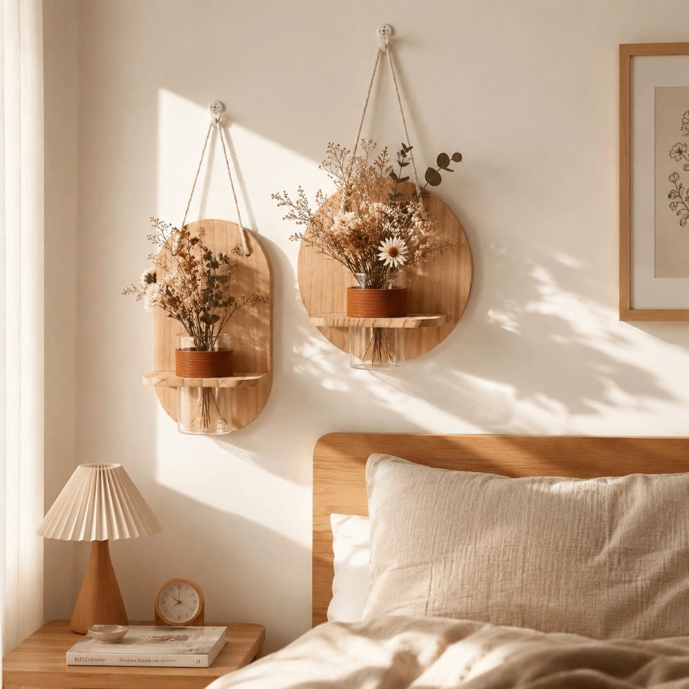 Wooden Wall Hanging Planter Holder Home Ornaments Hydroponic Planter Shelf Hydroponics
