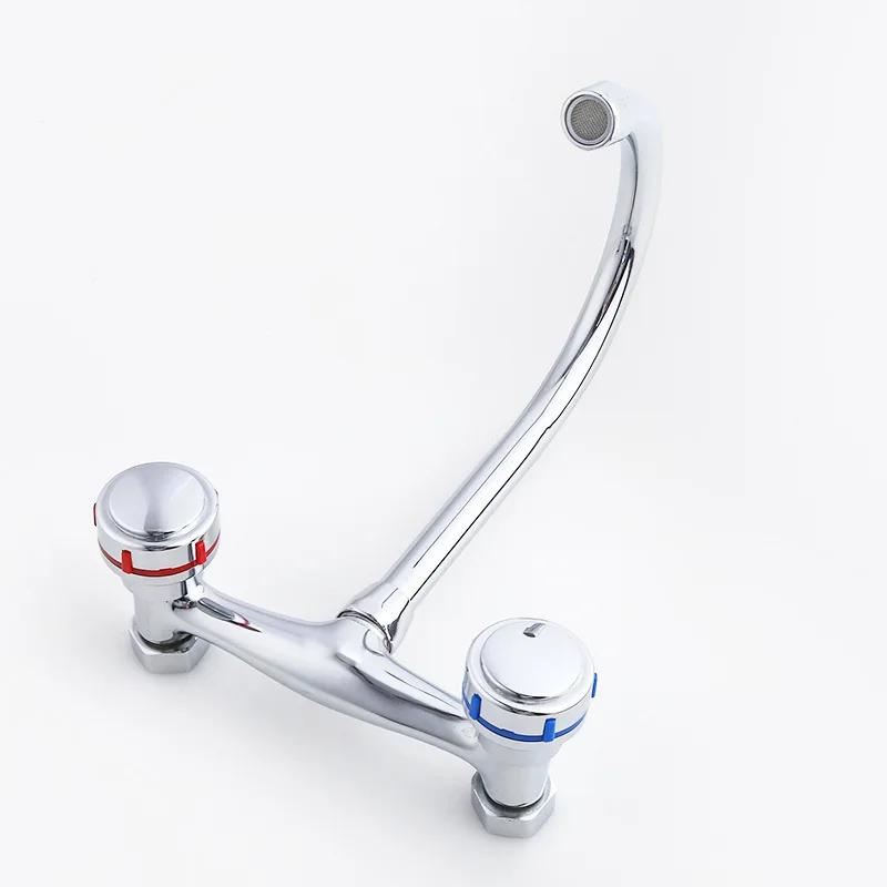Hot and Cold Faucet Copper Into The Wall Kitchen Double Hole Laundry Basin Washing Basin Balcony Sink Washing Table Faucet