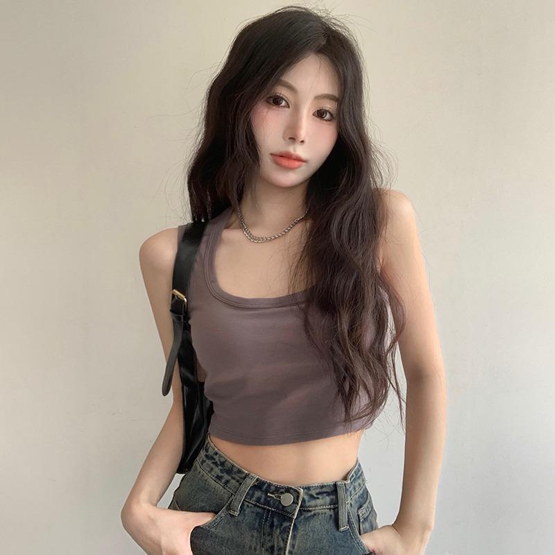 

Tube Tops Solid Color Top Women s Tank Top Solid Color Square Neck Short Camisole Korean Version