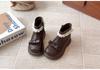 British Style Girls Fleece Lined Bow Pearl Lace Martin Ankle Boots