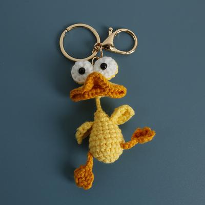 Süße Wurstmund-Entenpuppe Häkel-Schlüsselanhänger Handgemacht Gestrickte Lustige Froschpuppen-Schlüsselanhänger Häkel-Enten-Schlüsselanhänger Für Taschenanhänger