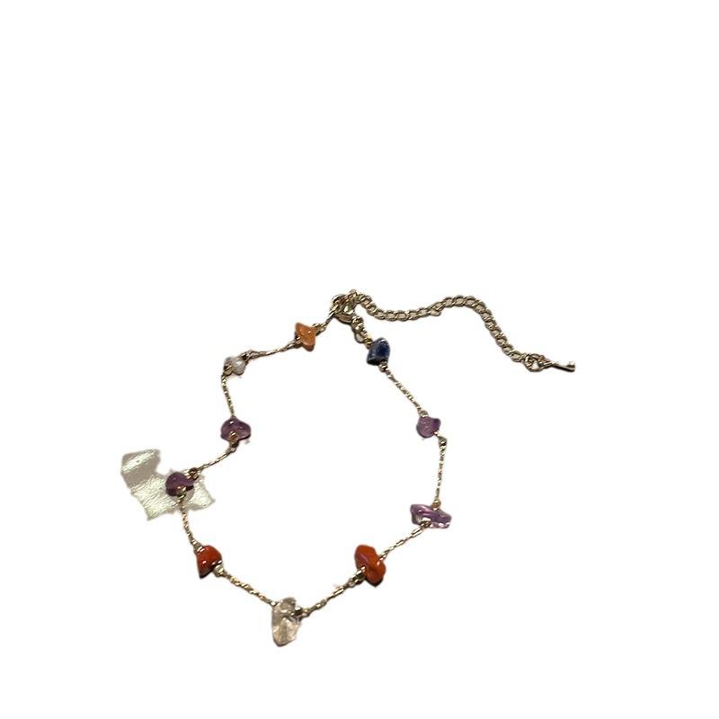 Color Gravel Necklace Women'S Summer Tide Simple And Versatile Niche Temperament Girlish Collarbone Chain Fashion Bracelet