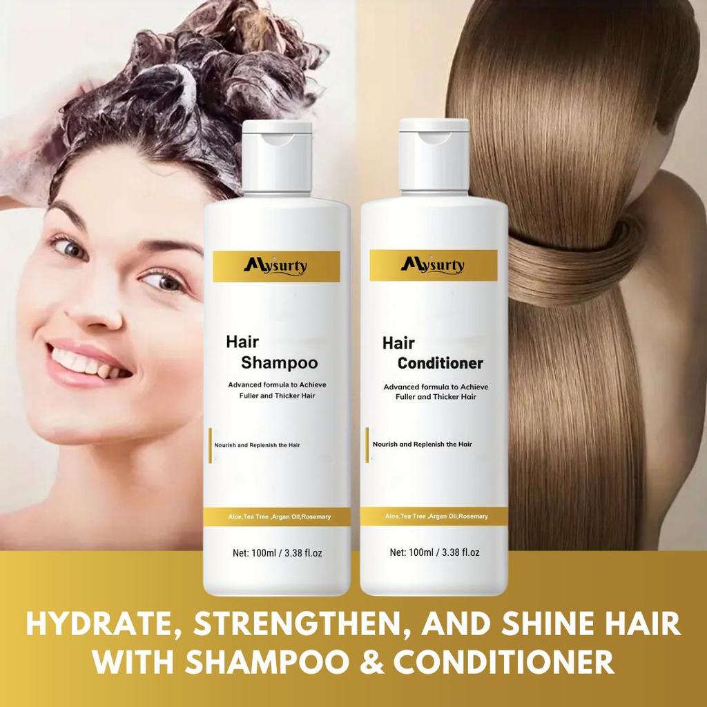 Shampoo & Conditioner Set With Argan Oil, Rosemary, and Tea Tree - Hydrating Formula Restores & Strengthens Hair