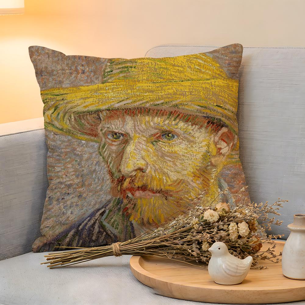 Cushion Cover Linen SkinFriendly Soft Decorative Case for Sofa Home Decor Van Gogh Starry Sky Oil Painting Pillow Cover