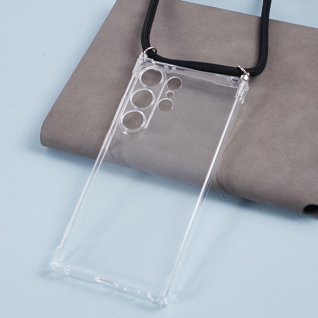 For Samsung Galaxy S24 Ultra Clear Case Anti-scratch TPU Phone Cover with Lanyard