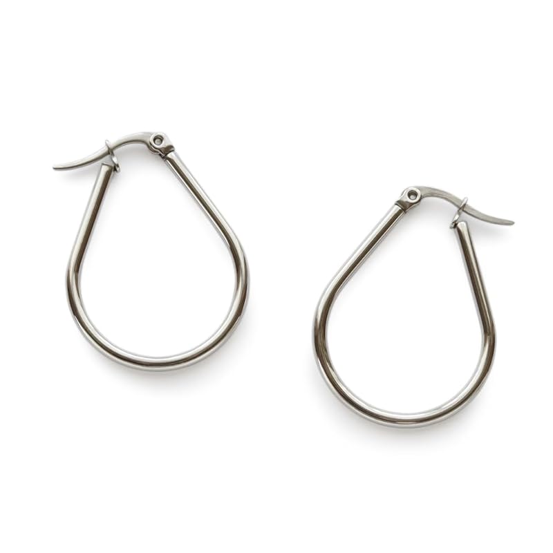 

[Jewel Box] JewelVOX earrings ladies hoop earrings catchless gold silver surgical stainless steel Compatible with metal allergies adult Fashionable