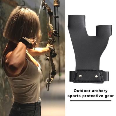 Guante de tiro con arco, Protector de mano de cuero sintético, Protector de dedo para jóvenes y adultos, protección de manos con arco y flecha para exteriores