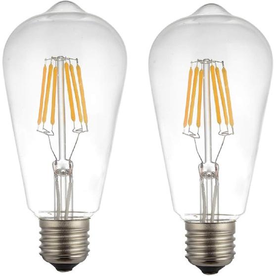 24V ST64 6W Edison LED Filament Bulb Lamp 12V 36V E27 Vintage Antique Retro Edison E27 Led Bulbs Replace 60W Incandescent Light AC/DC12-36V 2-Pack