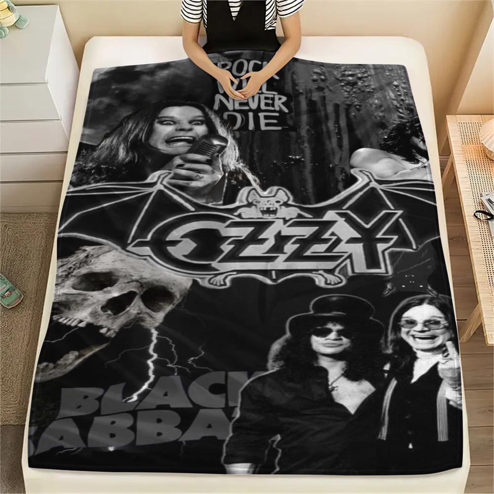 1Pc Ozzy Osbourne Print Flannel Blanket, High quality Comfortable for All Seasons, Home Decor, Warmth and Comfort, Perfect for Gifts