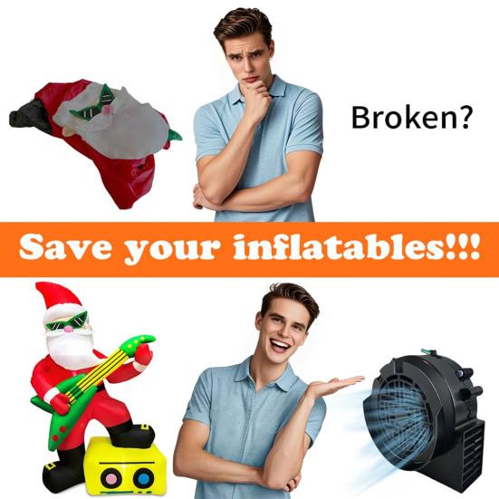 Luftblåservifte for oppblåsbare 12V 1A Erstatningsvifteblåser med adapter og LED-lys for Halloween Jul Oppblåsbar Utendørs Hagepynt