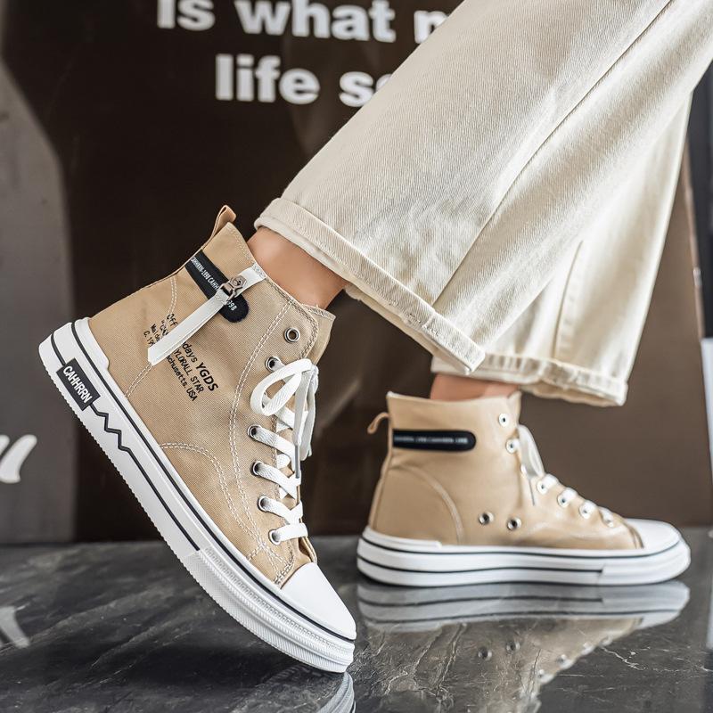 Men's shoes autumn 2025 new high-top board shoes student flat canvas shoes literary style youth fashion casual shoes