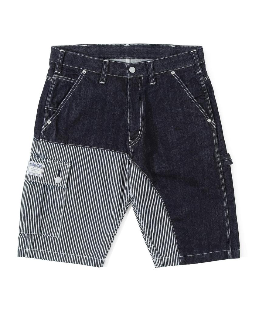KOJIMA GENES Pants Quarter Combo Shorts Made in Japan Okayama Denim Indigo and Hickory 32 RNB-1429