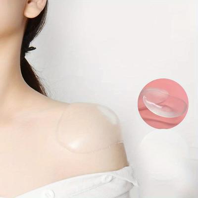 1 Pair Naturally Soft Silicone Anti Slip Shoulder Pads Invisible Shoulder Enhancer Push-Up Cushions Reusable Self-Adhesive Unisex