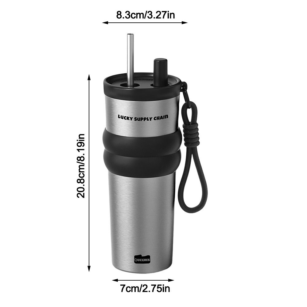700ML Vacuum Insulated Bottle with Handle Straw Cup New Water Bottle