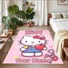 Crystal Velvet Rug Custom Name Text, Soft Non Slip Floor Mat Home DecorHello Kitty
