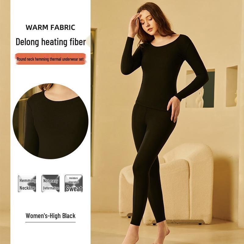 Damski i Męski Zestaw Bielizny Termicznej z Niemieckiego Aksamitu - Bezszwowy, Elastyczny, Okrągły Dekolt, Kolorowy, Dwustronnie Szczotkowany, Odzież Jesienna