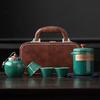 Portable Travel Tea Set, One Pot, Three Cups of Kuaike Tea Cup, Celadon Ge Kiln Opening Film Can Raise Outdoor Gifts