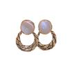 Simple Cat Eye Stone Earrings, Round Temperament Earrings, Fashionable and Trendy Earrings for Women