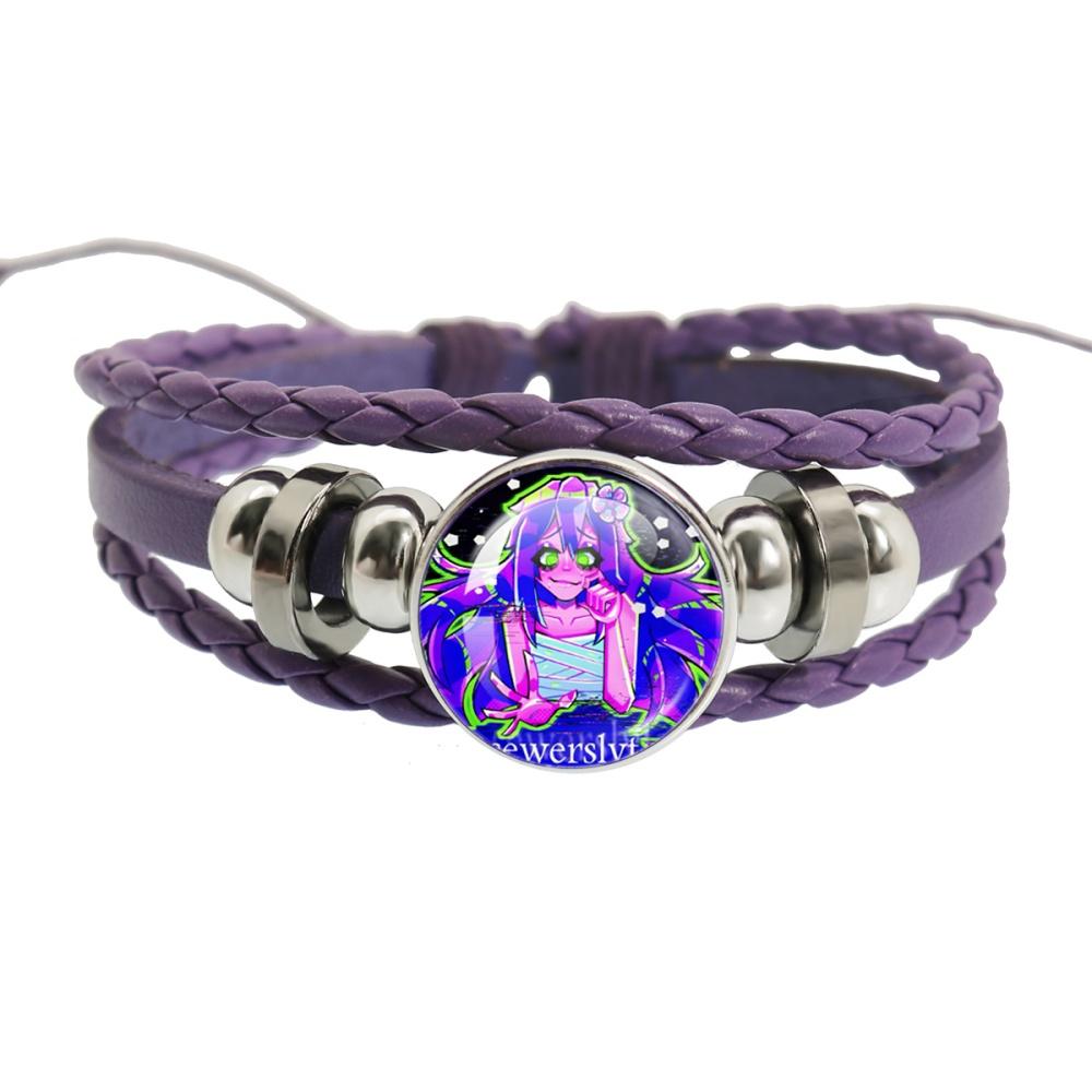 Sewerslvt Schizofrenia Dnb Cover Album Cartoon Creative Button Rope Button Purple Leather Bracelet Jewelry Charm Fans Gift