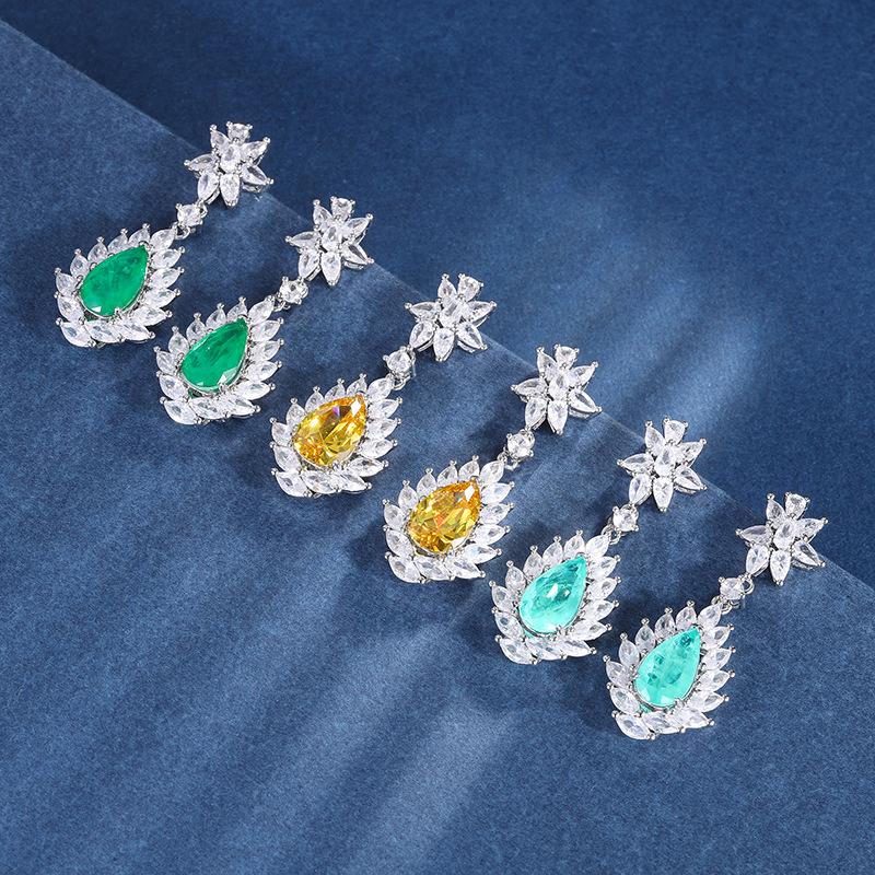 Jewelry Color Treasure Simulation Color Treasure Micro-Inlaid Retro Stud Earrings Pendant Main Stone 8 * 12