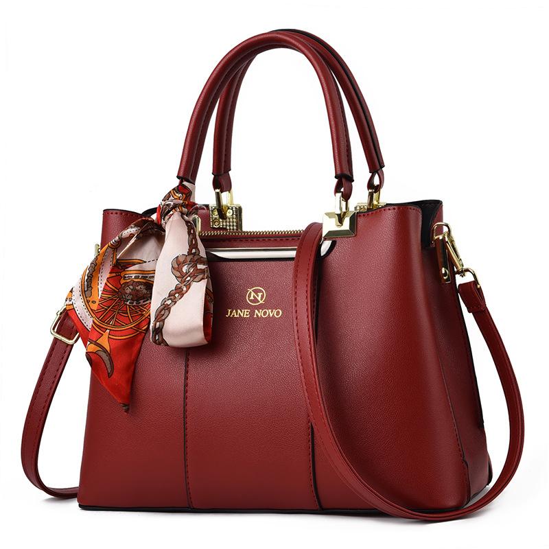 New Fashi High Quality Women's Bag Solid Color Women's Handbag Silk Scarf Pendant Messenger Bag Shoulder Bags