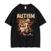 Autism Comic Skeleton Pattern Tshirt for womenfashionableGothic Retro TshirtO-neck Oversized Short Sleeved Topsuitable for Women