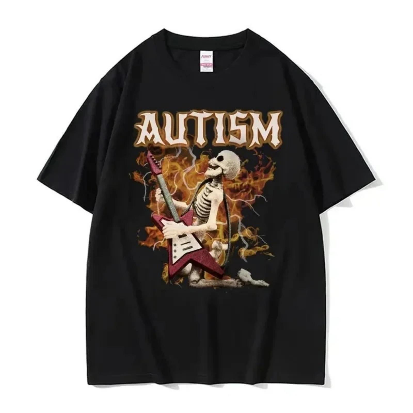 

Autism comic skeleton pattern Tshirt for womenfashionableGothic retro TshirtO-neck oversized short sleeved topsuitable for women XXXXXL різнокольоровий
