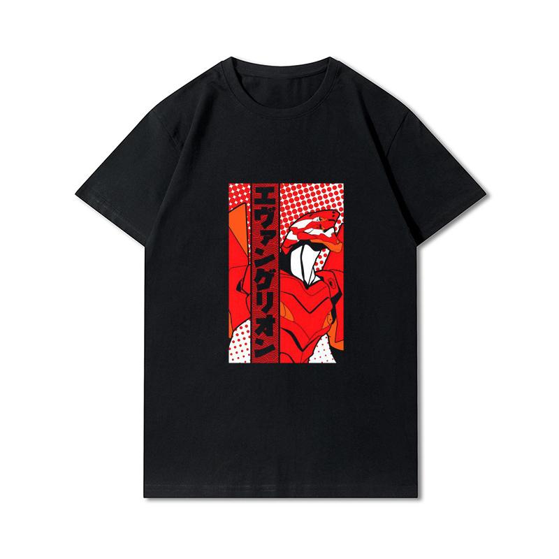 Herre Premium bomull Harajuku T-skjorte Evangelion Asuka Plakat Anime skjorte print T-skjorter Funny Style rundhals bomull T-skjorte Uformelle T-skjorter