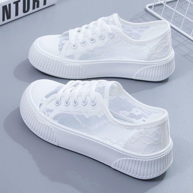 Fashion Women Flats Lace Casual Shoes Student Mesh Breathable Sneakers Loafers Outdoor Hollow Walking Shoes Fashion Women Shoes De Mujer