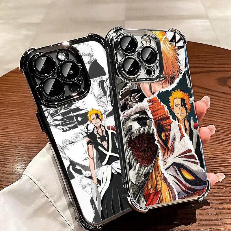 Bleach Anime Ichigo Kenpachi Plating Phone Case For Iphone 16 17 Pro Max Air 16E 14 15 Plus 12 13 Mini Anti-Fall Airabag Cover