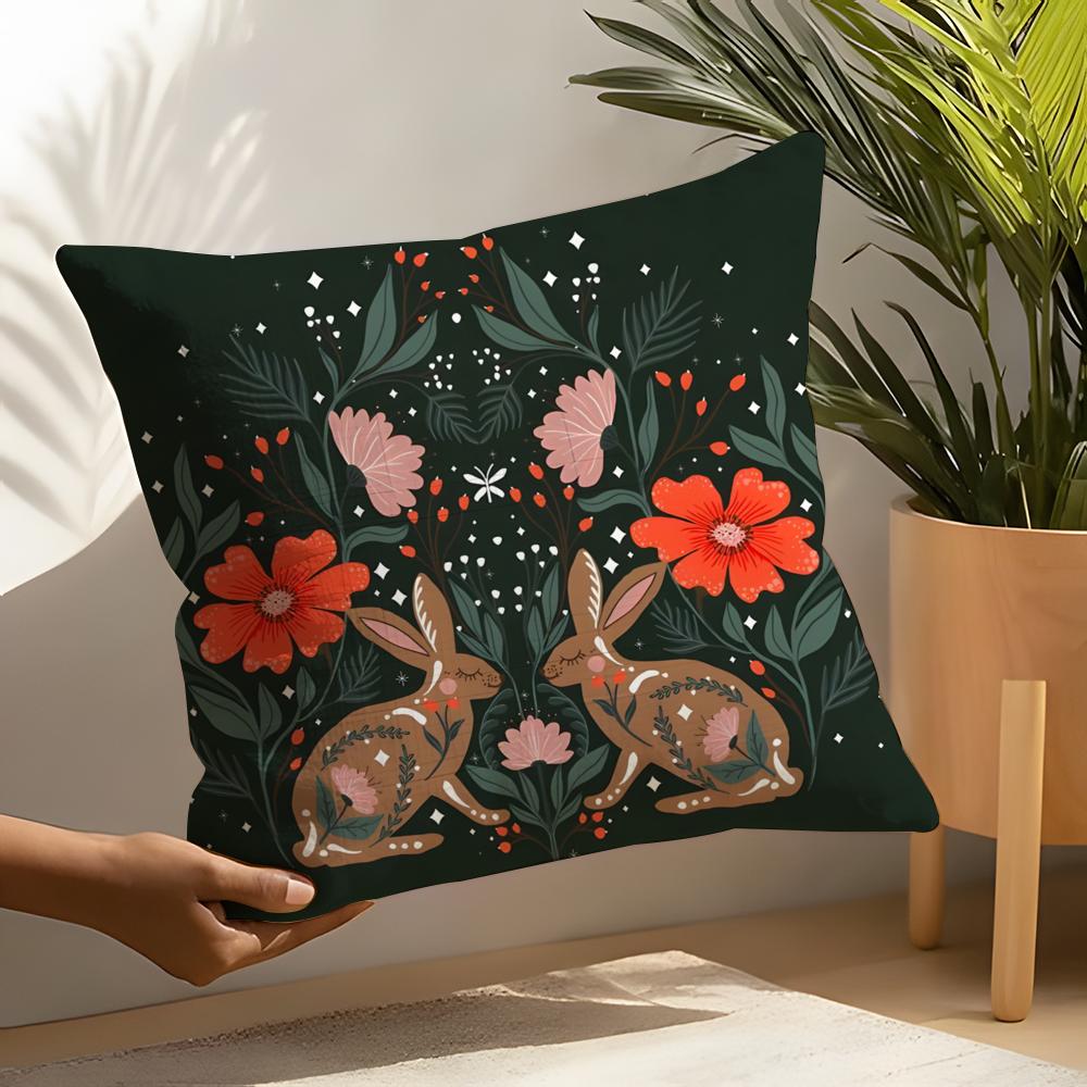 2 Animal And Natural Floral Prints Pillow Case Home Living Room Decoration Linen Pillowcover Pillow Cases Cushion Cover
