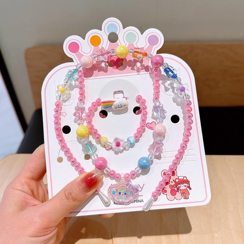 

Детское ожерелье, комплект украшений, ослепительный браслет из бисера, мультяшная повязка на голову, серьги, аксессуары для девочек-принцесс