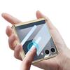 Magnetic Hinge Wireless Charge Case for Samsung Galaxy Z Flip 7 Plating PU Leather Screen Glass Cover For Galaxy Z Flip7 Case