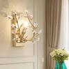 Crystal Wall Sconce, Elegant Flower Branch Wall Sconce Lamps, Modern Minimalist Wall Decor Bedside Wall Lighting Pendant Wall Lamp Fixture for
