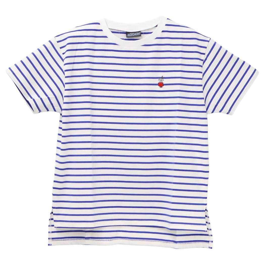 

Moomin Little My Embroidered Striped T-Shirt White x Blue