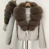 Autumn and winter natural real removable fox fur collar jacket new daily versatile commuter style duck down jacket women