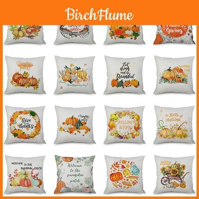 Luxurious Cotton Linen Thanksgiving Pumpkin Pillow Cover With Invisible Zipper