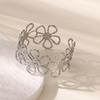 Flower Hollow Chunky Cuff Bangles For Women Fashion Waterproof Geometric Bracelet Wide Hand Jewelry Pulseras Summer Gift