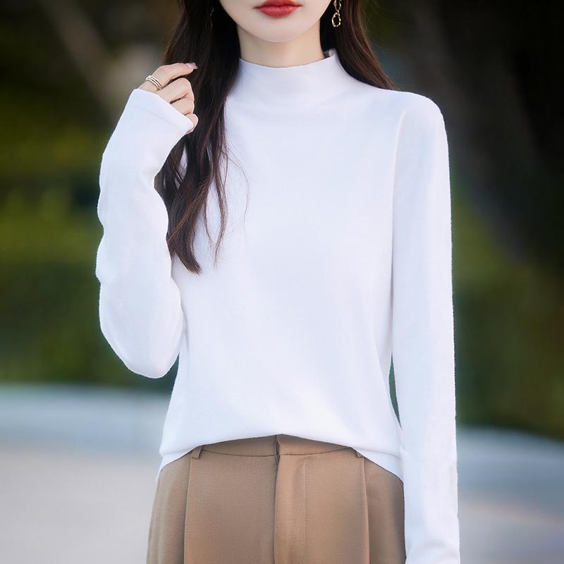 Dámský celoroční svetr z 50% vlny a 50% hedvábí | Lehký teplý pulovr z příze | Luxusní úplet z kašmírového hedvábí