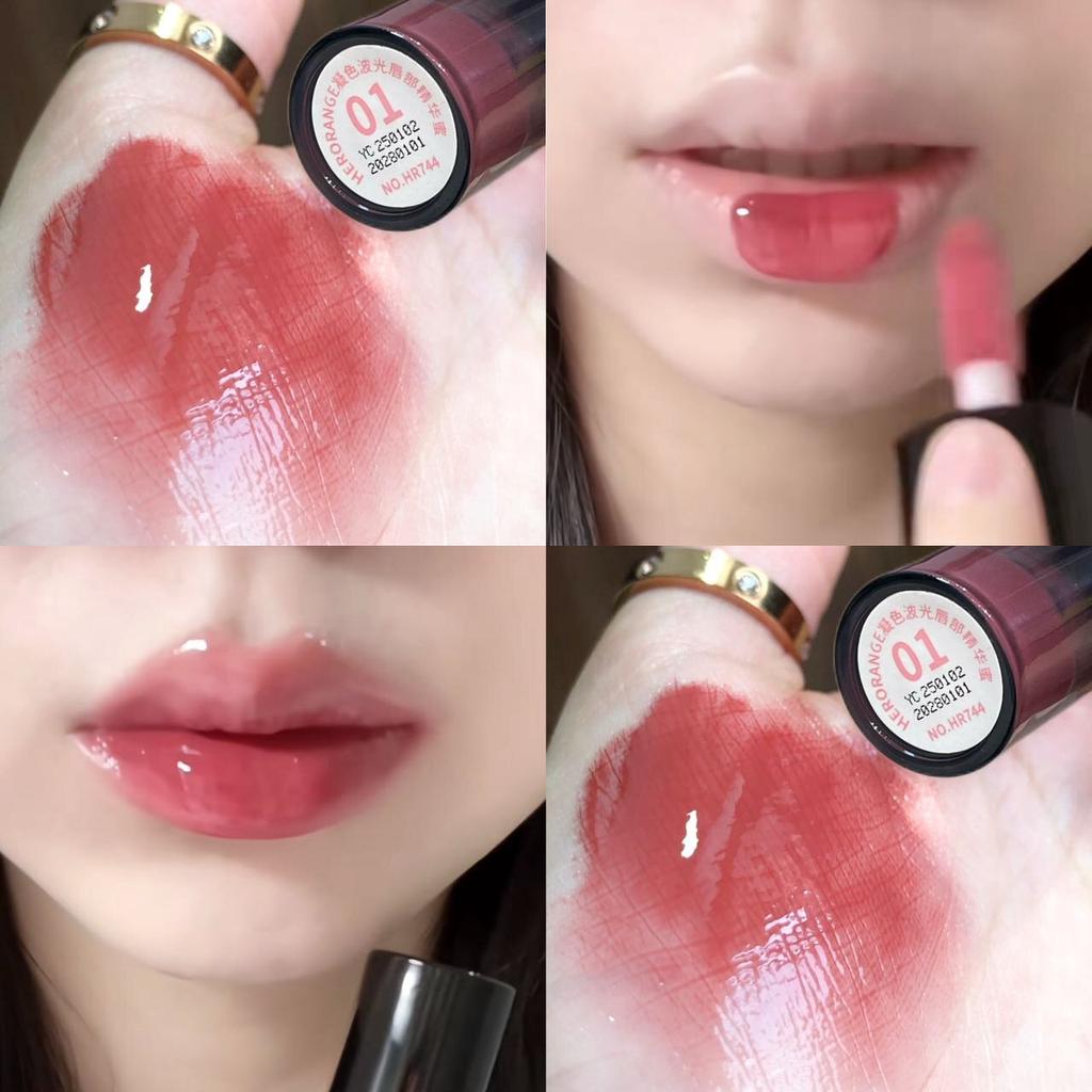 Herorange Condensing Wave-Gloss Lip Essence, with a Moisturizing and Silky Texture, Creates a Clear, Dewy Mirror-Like Finish on the Lips