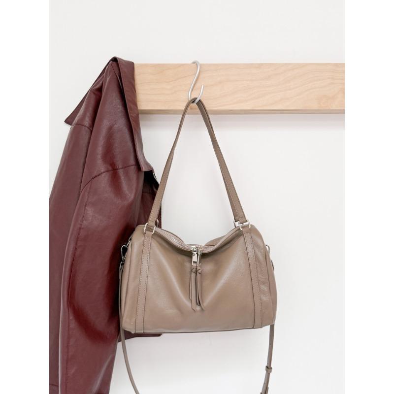 Ladies' Bag Single-shoulder Retro Boston Large Capacity Genuine Leather Large Bag