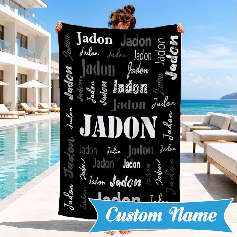 Custom Name Butterfly Art Beach Towel Microfiber Beach Towel, Lightweight and Quick-Dry, for Summer Travel, Swimming Pool Gift