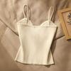 Spring Summer Women Knitted Strapless Camisole Top Women's Outerwear Sleeveless Backless Button Short Top Shirts