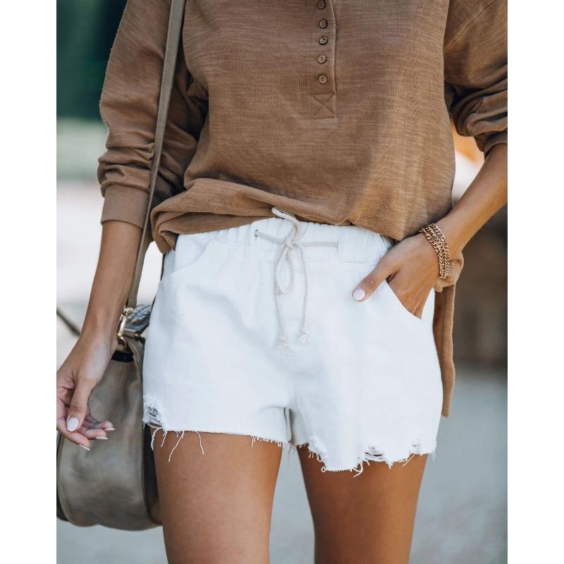 YYFS Damenmode, lässig, einfarbig, bedruckt, Sport-Shorts mit hoher Taille