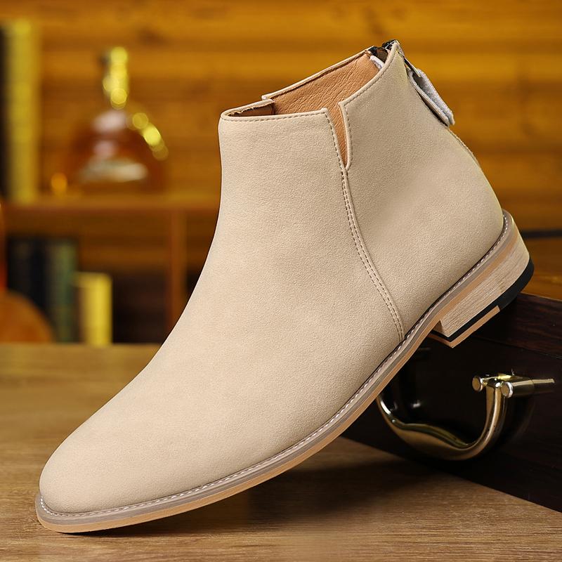 Fashion Men s Business Casual Ankle Boots Breathable Lining Rubber Sole for All-Day Walking and Office Wear Easy Slip-On Comfort 39 бежевый 8990₽