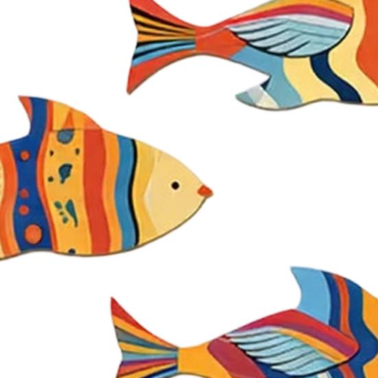 3 Pezzi Pesci in Legno Decorazione Murale Nautica, Arte Murale Pesce Rustico Estivo, Tema Costiero Oceanico Ornamenti da Appendere Vintage per Casa, Casa sul Lago, Bagno