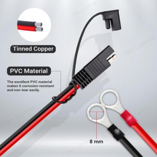 Cable Connector 18 AWG - 1 FT for Battery Chargers 2 packs (1ft) 1 Foot