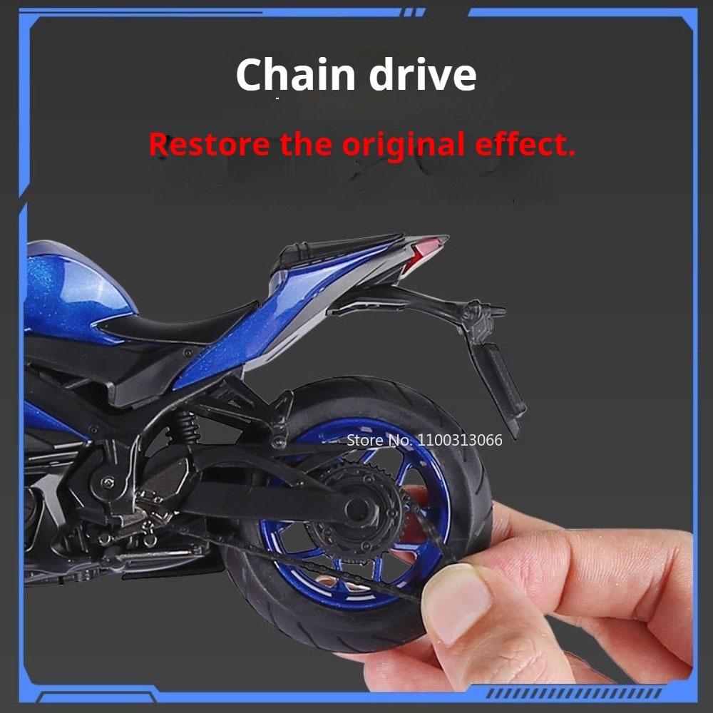 1:12 R3 Suzuki Hayabusa Motorcycle Alloy Cars Toy Diecast Models Rubber Tires with Light Music Miniature Vehicles Model Ornament