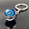 Turkish Evil Chic Eye Keychain With Doublesided Crystal Glass Pendant And Alloy Zinc